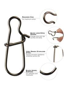 GOTURE 100pcs Stainless Steel Lock Snap Swivel Fishing Connector - Silver - View 3