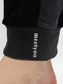 Men Letter Graphic Drawstring Waist Sports Trousers - Black - View 4