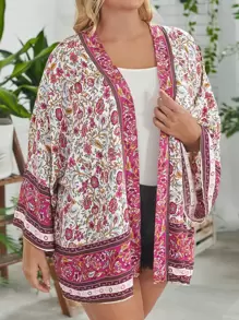 SHEIN VCAY Kimono con estampado floral con parte delantera abierta - Multicolor - Ver 1