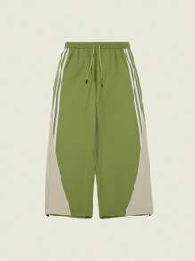 Men Contrast Side Seam Slant Pocket Pants - Olive Green - View 3