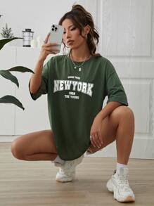 INAWLY Camiseta de mujer de manga caída con gráfico de letra