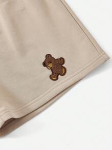 SHEIN EZwear 雙色小熊刺繡短褲 - 彩色 - 查看 4
