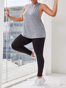 SHEIN Sports Plus Hooded Tank Top & Leggings - Multicolor - View 1