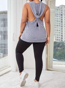 SHEIN Sports Plus Hooded Tank Top & Leggings - Multicolor - View 2