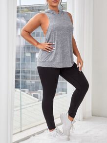 SHEIN Sports Plus Hooded Tank Top & Leggings - Multicolor - View 4