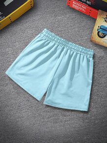 Manfinity Hypemode Quần Short Nam Dây kéo Hoa Lá thư Giải trí - Màu xanh lam - Xem 2