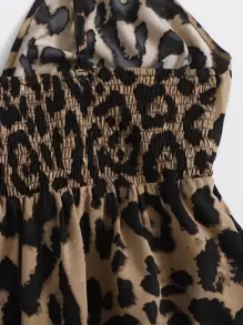 SHEIN LUNE Plus Knot Front Leopard Cami Top Graphic Cheetah Print Tees Women Tops - Multicolor - View 3