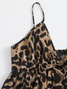 SHEIN LUNE Plus Knot Front Leopard Cami Top Graphic Cheetah Print Tees Women Tops - Multicolor - View 4