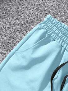 Manfinity Hypemode Quần Short Nam Dây kéo Hoa Lá thư Giải trí - Màu xanh lam - Xem 5