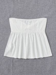 SHEIN EZwear 孔眼刺绣扭纹前开衩抹胸白色上衣 - 白色 - 查看 2