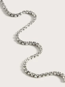 SHEIN ICON Cut Out Rhinestone Chain Lace Up Front Crop Tee - Black - View 3