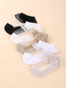 5雙女嬰荷葉邊透氣襪子