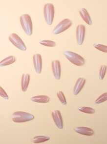 24入組長款杏仁漸層假指甲和1張膠帶和1入組指甲銼 - 彩色 - 查看 3