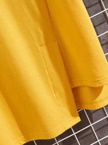 Manfinity Hypemode Nam Chất rắn Thả vai Viền chia cắt Áo thun - Màu vàng - Xem 3