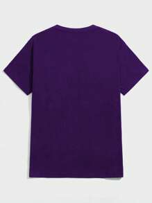 Manfinity Hypemode Hombres Camiseta con estampado de letra - Morado - Ver 2