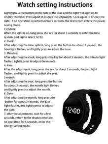 Hombres Reloj digital LED pantalla digital - Negro - Ver 5