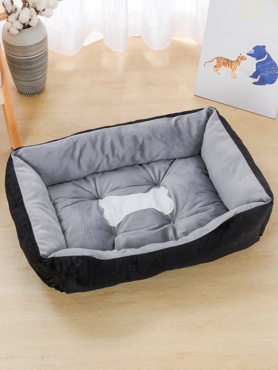 1入組骨裝飾寵物床適用於狗狗和貓適用於睡眠 - 黑色 - 查看 1