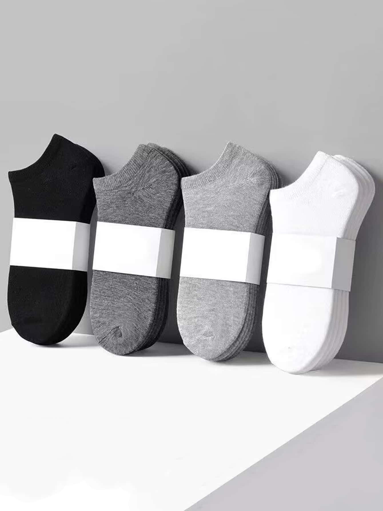 Hombres 4 pares Calcetines invisibles unicolor casual para diariamente - Multicolor - Ver 1