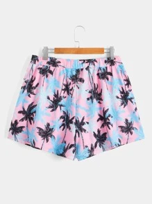 SHEIN LUNE 大碼椰子樹圖案T恤和短褲 - 彩色 - 查看 4