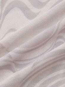 SHEIN ICON Marble Print Lettuce Trim Mesh Top - Multicolor - View 3