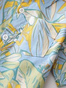 男嬰熱帶圖案前蝴蝶結襯衫和短褲 - 彩色 - 查看 3