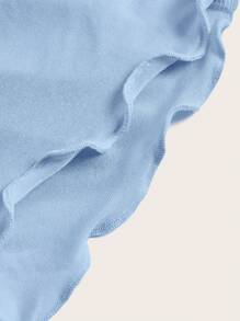 SHEIN Tops con gái Bất đối xứng Xù nhỏ Xù màu trơn Giải trí - Màu xanh nhạt - Xem 3