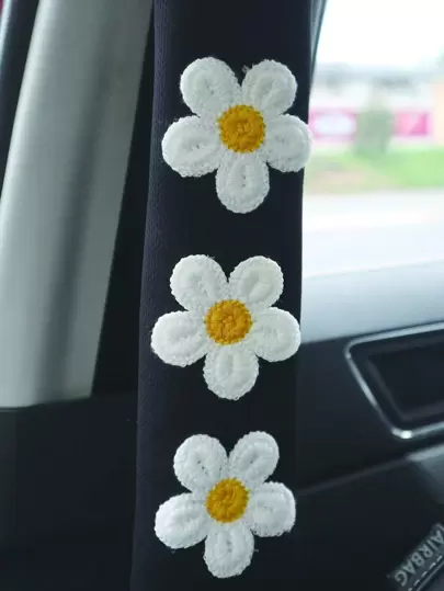 2入組花朵裝飾汽車安全帶套