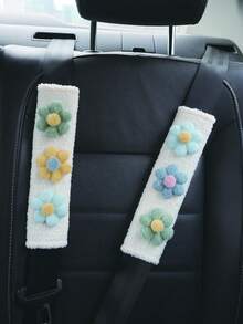 2入組花朵裝飾汽車安全帶套 - 彩色 - 查看 9