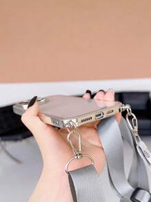 Clear Electroplated Phone Case With Lanyard - Silver - View 3