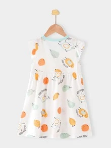 Đầm em bé Xù Tương phản ràng buộc Hoạt hình Lá thư - trắng - Xem 2