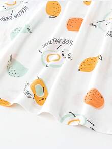 Đầm em bé Xù Tương phản ràng buộc Hoạt hình Lá thư - trắng - Xem 3