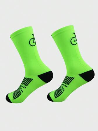 1雙戶外幾何和自行車圖案運動襪