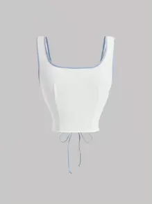 SHEIN MOD 印花前繫帶背心上衣 - 彩色 - 查看 2