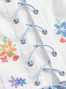 SHEIN MOD 印花前繫帶背心上衣 - 彩色 - 查看 3