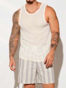 Manfinity RebelGame Hombres Top tank unicolor - Beis - Ver 1