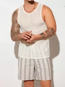 Manfinity RebelGame Hombres Top tank unicolor - Beis - Ver 3