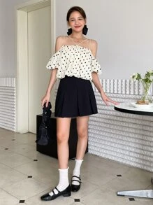 DAZY 波卡圓點挖肩襯衫 - 米色 - 查看 10