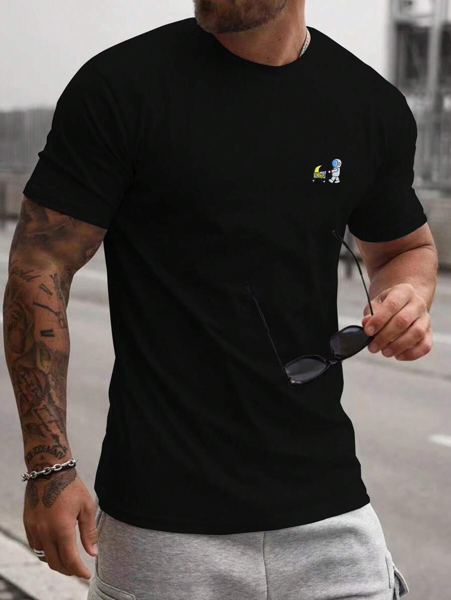 Manfinity Homme Men Astronaut Print Tee - Black - View 1