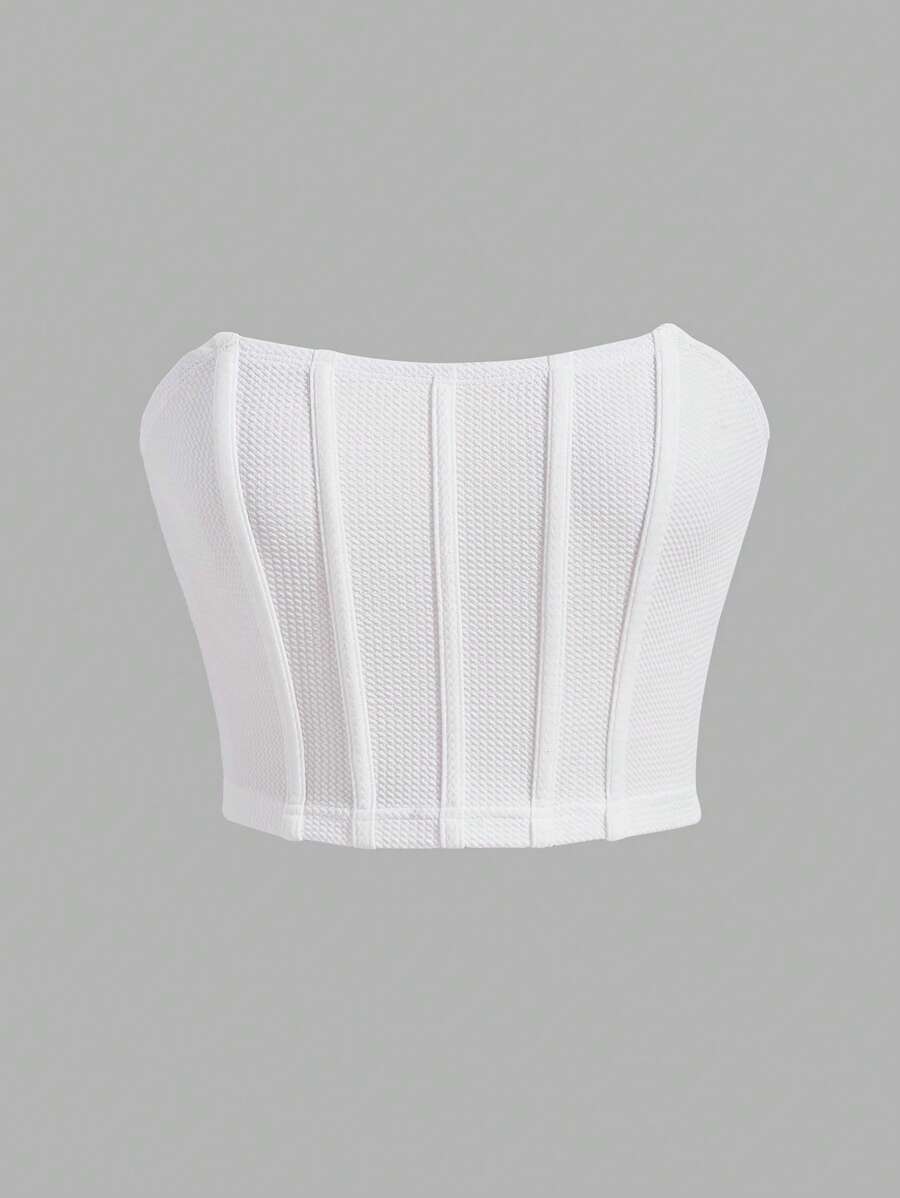 SHEIN EZwear Conjunto De Verano Top De Malla Con Estampado De Estrellas Y Hombros Caídos Sin Camiseta - Blanco - Ver 1