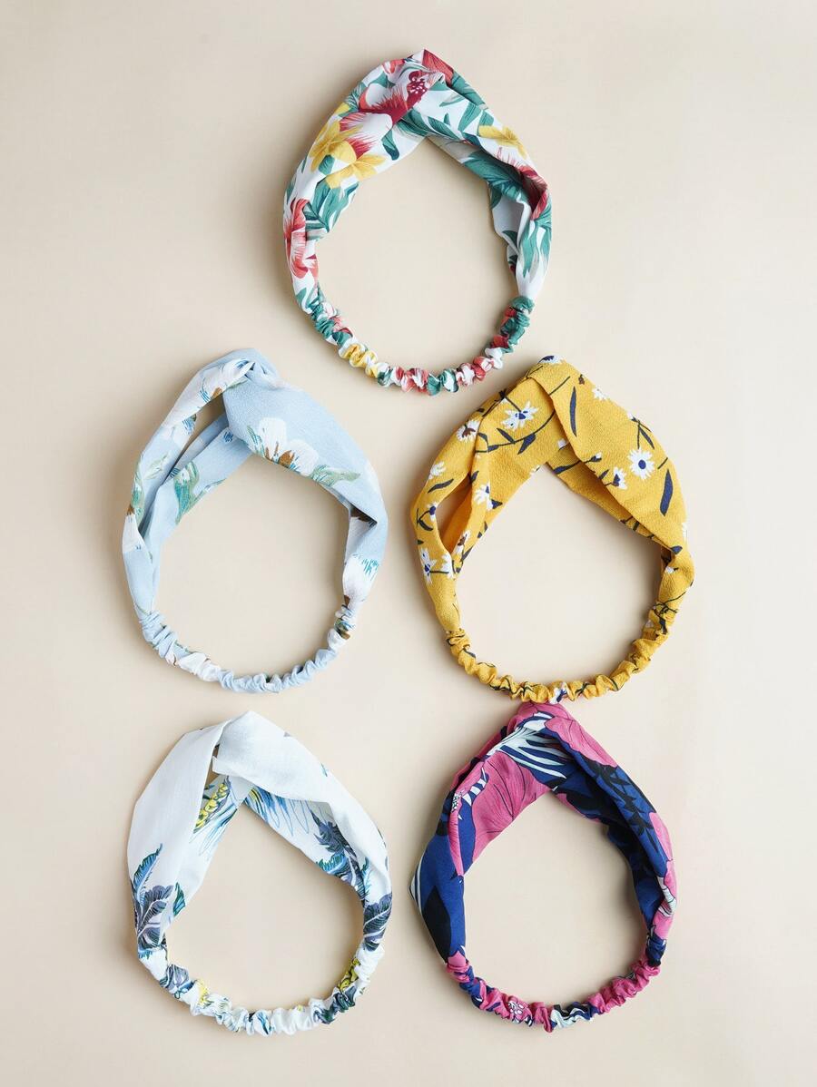 5 chiếc băng đô in hoa - Nhiều màu - Xem 1