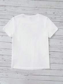 SHEIN 孕婦1入組字母和心形圖案T恤 - 白色 - 查看 3