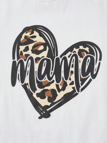 SHEIN 孕婦1入組字母和心形圖案T恤 - 白色 - 查看 5