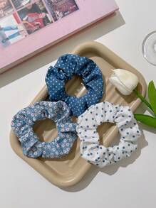 10个装女士格子和花卉图案发圈，休闲发绳，可作发圈、发圈、发饰，可作礼物或马尾辫发饰