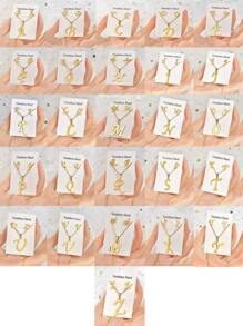 Bộ trang sức đồ họa 3 chữ kim loại - Vàng - Xem 1