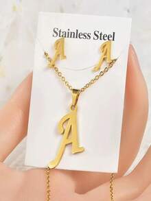 Bộ trang sức đồ họa 3 chữ kim loại - Vàng - Xem 2