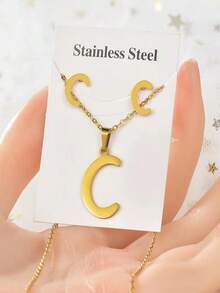 Bộ trang sức đồ họa 3 chữ kim loại - Vàng - Xem 3