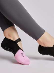 1pair Two Tone Cat Pattern Yoga Socks - Multicolor - View 6