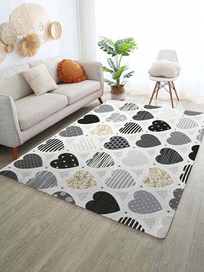 1 buc Covor cu model de inimă, covoraș modern anti-alunecare din poliester pentru casă