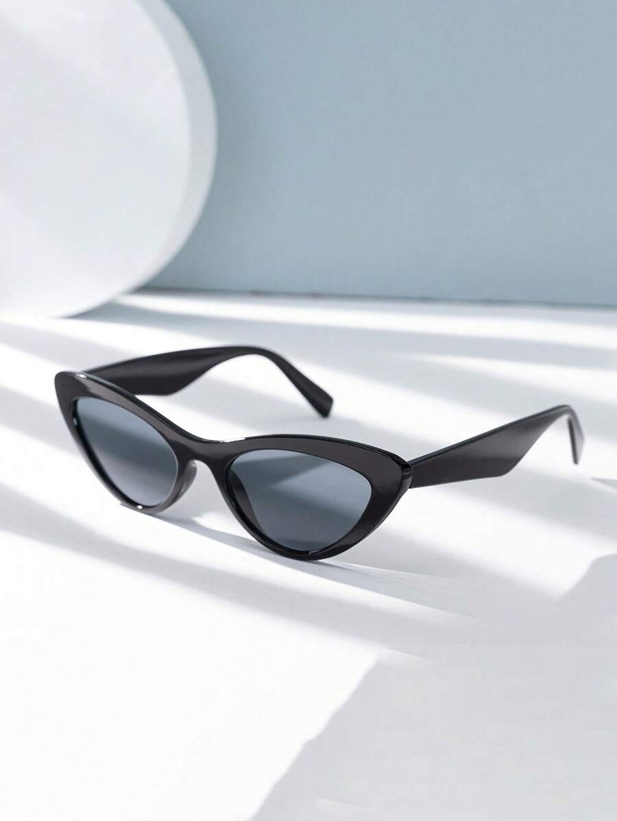 1 cặp kính mát mắt mèo thường ngày cho nữ, dùng khi đi du lịch, đi biển vào mùa hè, ngoài trời, du lịch - màu đen - Xem 1