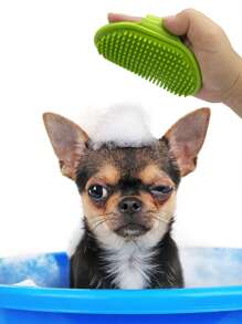 1pc Multi-function Pet Bath Glove For Dog And Cat For Massage - Green - View 1